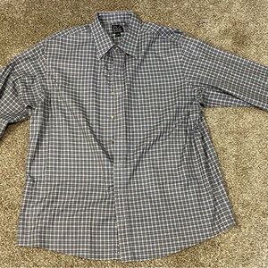 Jos. A. Bank Navy and White Plaid Shirt